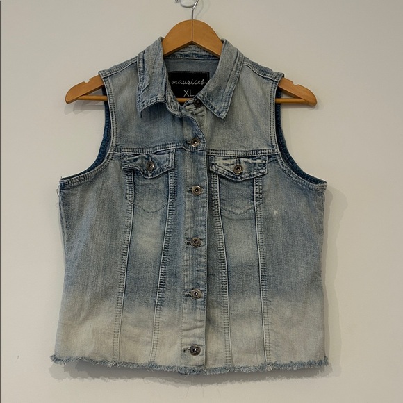 Maurices Raw Hem Denim Vest XL - Picture 2 of 6